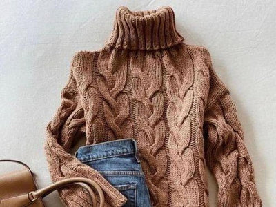 Charlotte - Eleganter einfarbiger Pullover mit hohem Halsausschnitt